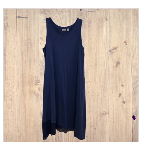 LOGO by Lori Goldstein Dresses & Skirts - LOGO Royal Blue Lace Hem Cotton Knit Dress
